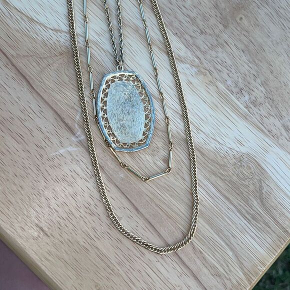 Vintage Gold Tone Medallion, Multiple Chain Necklace - Picture 6 of 7